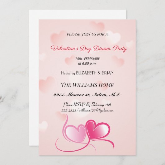 Cartes Pour Fêtes Annuelles Dîner de la Saint-Valentin (Devant / Derrière)