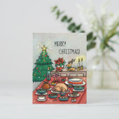 Cartes Pour Fêtes Annuelles Dîner de Noël de bande dessinée (Debout devant)