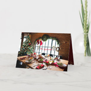 Cartes Pour Fêtes Annuelles Dîner de Noël Monogramme Alimentation Anges Tradit