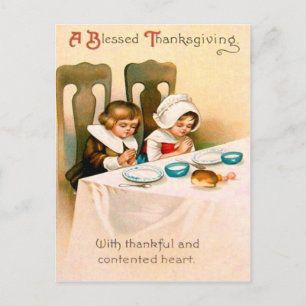 Cartes Pour Fêtes Annuelles Dîner de Thanksgiving puritain de prière chrétienn