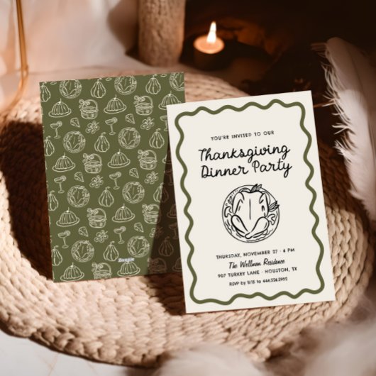 Cartes Pour Fêtes Annuelles Dîner Thanksgiving Whimsy Doodle