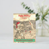 Cartes Pour Fêtes Annuelles Dinosaur Christmas Funny T Rex Père Noël Nom de fa (Debout devant)