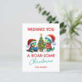 Cartes Pour Fêtes Annuelles Dinosaur Kids Classroom Christmas (Debout devant)