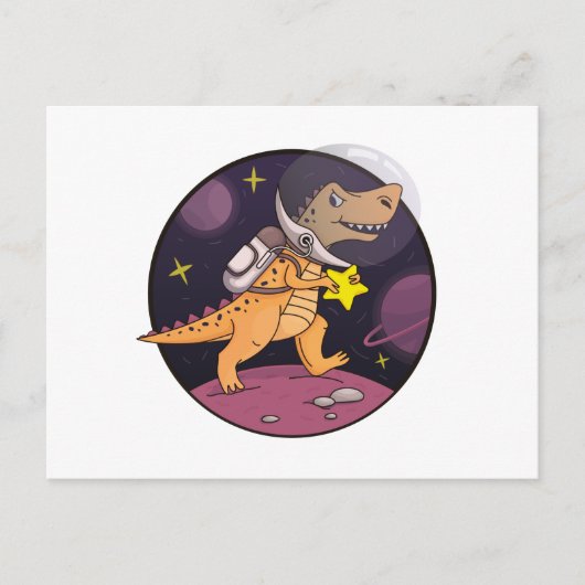 Cartes Pour Fêtes Annuelles Dinosaure dans l'espace (Devant)