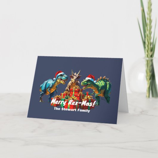 Cartes Pour Fêtes Annuelles Dinosaure de Noël - Joyeux Rex-Mas ! 2 (Devant)