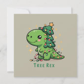 Cartes Pour Fêtes Annuelles Dinosaure de Noël Lumière Fête Drôle Arbre Rex (Devant)