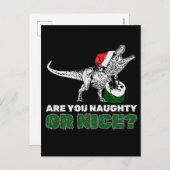Cartes Pour Fêtes Annuelles Dinosaure de Noël Père Noël T-Rex (Devant / Derrière)