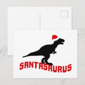 Cartes Pour Fêtes Annuelles Dinosaure de Noël préhistorique (Devant / Derrière)