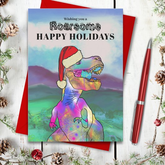 Cartes Pour Fêtes Annuelles Dinosaure de Noël T-Rex