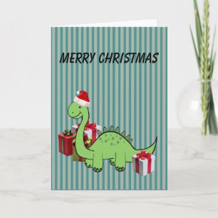 Cartes Pour Fêtes Annuelles Dinosaure drôle mignon de Père Noël de Noël