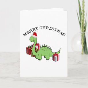 Cartes Pour Fêtes Annuelles Dinosaure drôle mignon de Père Noël de Noël