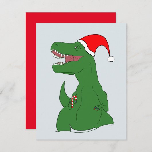 Cartes Pour Fêtes Annuelles Dinosaure Holiday (Devant / Derrière)