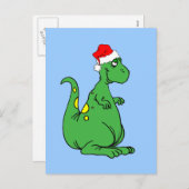 Cartes Pour Fêtes Annuelles dinosaure Père Noël (Devant / Derrière)