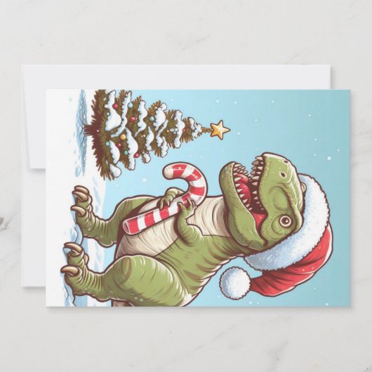 Cartes Pour Fêtes Annuelles Dinosaure sucre de canne de Noël mignon (Devant)