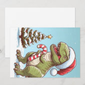 Cartes Pour Fêtes Annuelles Dinosaure sucre de canne de Noël mignon (Devant / Derrière)