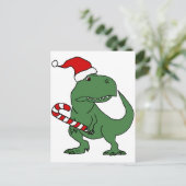 Cartes Pour Fêtes Annuelles Dinosaure T-rex mignon à Santa Hat (Debout devant)