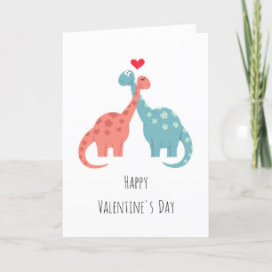 Cartes Pour Fêtes Annuelles Dinosaures d'amour du coeur Heureuse Sainte-Valent