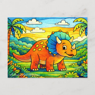 Cartes Pour Fêtes Annuelles Dinosaures Mignons Colorés pour Enfants