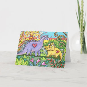 CARTES POUR FÊTES ANNUELLES DINOSAURES PRÉHISTORIQUES COLORÉS, AMIS DINO MIGNO