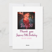 Cartes Pour Fêtes Annuelles Dirty 30 Anniversaire ajouter nom rose ajouter dat (Dos)