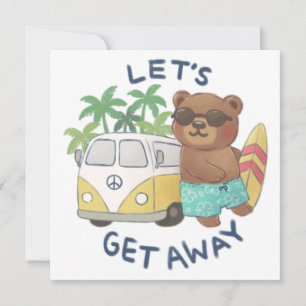 Cartes Pour Fêtes Annuelles Disons : Teddy Bear & Van Vintage Dessin