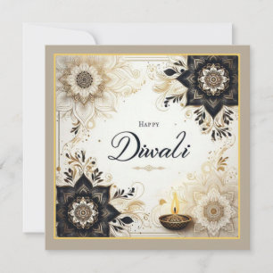 Cartes Pour Fêtes Annuelles Diwali avec Elegant Floral & Diya