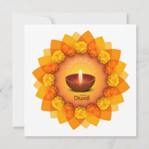 Cartes Pour Fêtes Annuelles Diwali Diya Marigold Festival de la Lumière