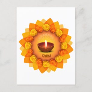 Cartes Pour Fêtes Annuelles Diwali Diya Marigold Festival de la Lumière