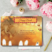 Cartes Pour Fêtes Annuelles Diwali Jaune Ganesh Lampe Diyas Salutation