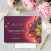 Cartes Pour Fêtes Annuelles Diwali Purple Golden Lamp Diyas Salutation