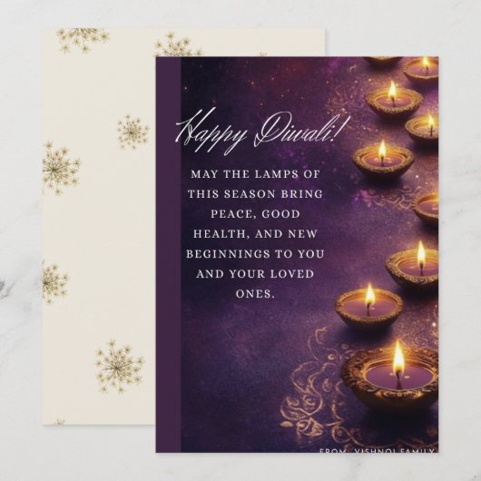 Cartes Pour Fêtes Annuelles Diwali Season (Devant / Derrière)