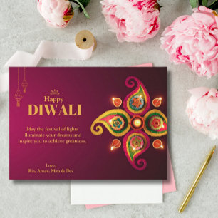Cartes Pour Fêtes Annuelles Diwali Yellow Mandala Lamp Salutation