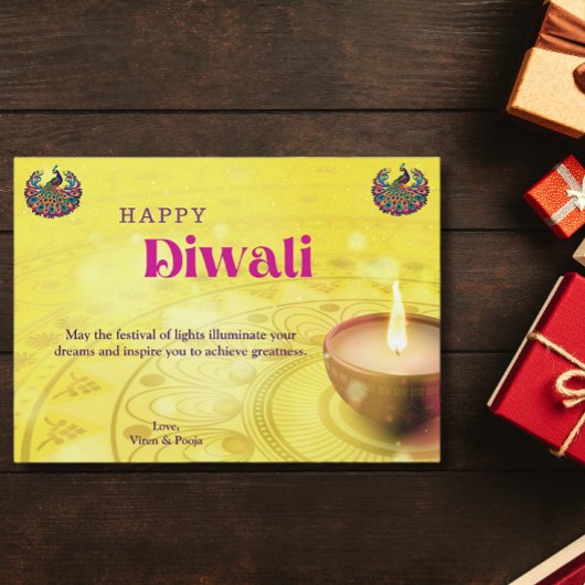 Cartes Pour Fêtes Annuelles Diwali Yellow Mandala Lamp Salutation