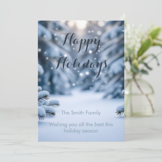 Cartes Pour Fêtes Annuelles DIY Customizable Photo Template Clean Snow Bokeh (Debout devant)