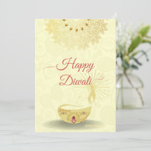 Cartes Pour Fêtes Annuelles Diya festive indienne de Diwali avec Mandala