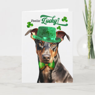 Cartes Pour Fêtes Annuelles Doberman Dog Feelin' Lucky St Patrick's Day