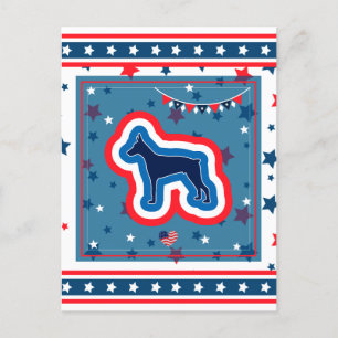 Cartes Pour Fêtes Annuelles Doberman Patriotique Rouge Blanc Et Bleu 4 Juillet