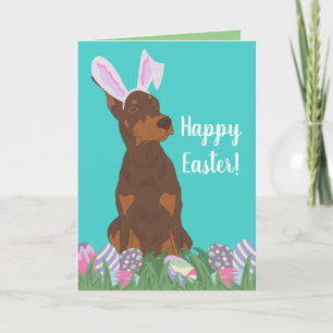 Cartes Pour Fêtes Annuelles Doberman Pinscher Bunny de Pâques