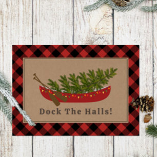 Cartes Pour Fêtes Annuelles Dock Les Halls Canot Arbre de Noël Plaid