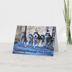 Cartes Pour Fêtes Annuelles DOG SLED DASHING THRU SNOW at CHRISTMAS