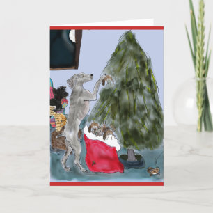 Cartes Pour Fêtes Annuelles Dogr orne le sapin de Noël avec des écureuils