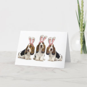 Cartes Pour Fêtes Annuelles Dogs~Original Ditzy Notecard~Basset Hounds~Easter