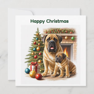 Cartes Pour Fêtes Annuelles Dogue anglais Mastiff Noël