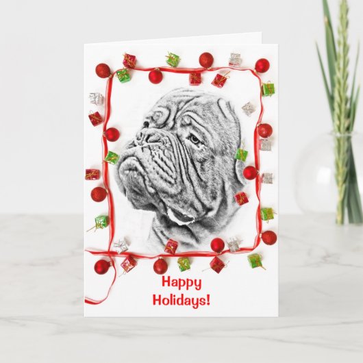 Cartes Pour Fêtes Annuelles Dogue de Bordeaux (Devant)