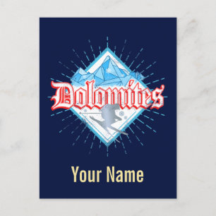 Cartes Pour Fêtes Annuelles Dolomites South Tirol Retro Skier Skier Vintage