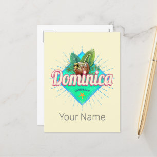 Cartes Pour Fêtes Annuelles Dominique Caraïbes Vacances rétro Île Vintage