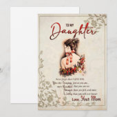 Cartes Pour Fêtes Annuelles Don de fille | Lettre À Ma Fille De Maman (Devant / Derrière)