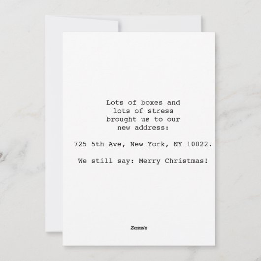 Cartes Pour Fêtes Annuelles Don et Mel : Nous avons bougé ! (Dos)