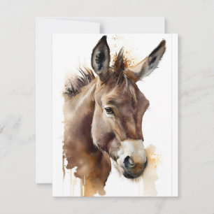 Cartes Pour Fêtes Annuelles Donkey Ami Fidèle En Aquarelles