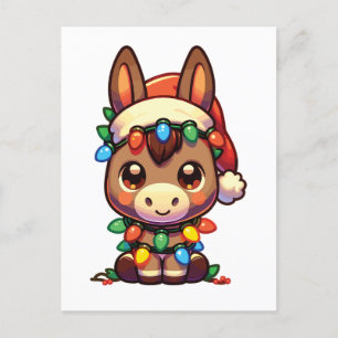 Cartes Pour Fêtes Annuelles Donkey Joyeux Noël Animaux d'hiver mignons ânes